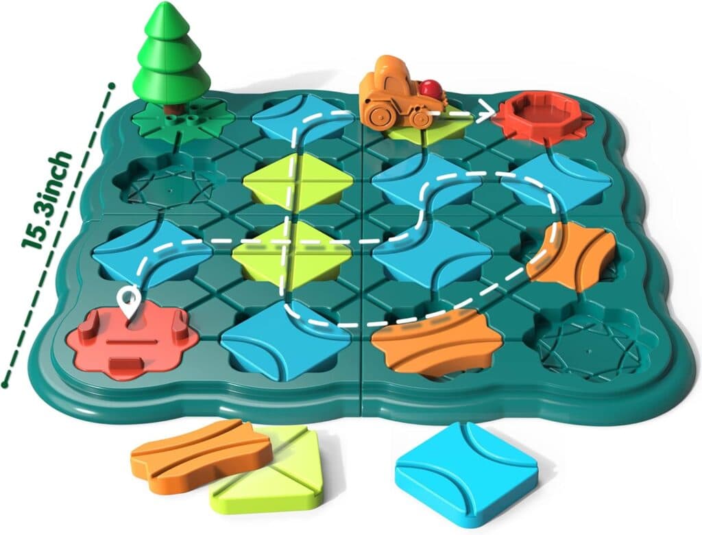 Kids Toys STEM Board Games - Smart Logical Road Builder Brain Teasers Puzzles for 3 to 4 5 6 7 Year Old Boys Girls, Educational Montessori Birthday Gifts for Ages 3-5 Preschool Classroom Learning