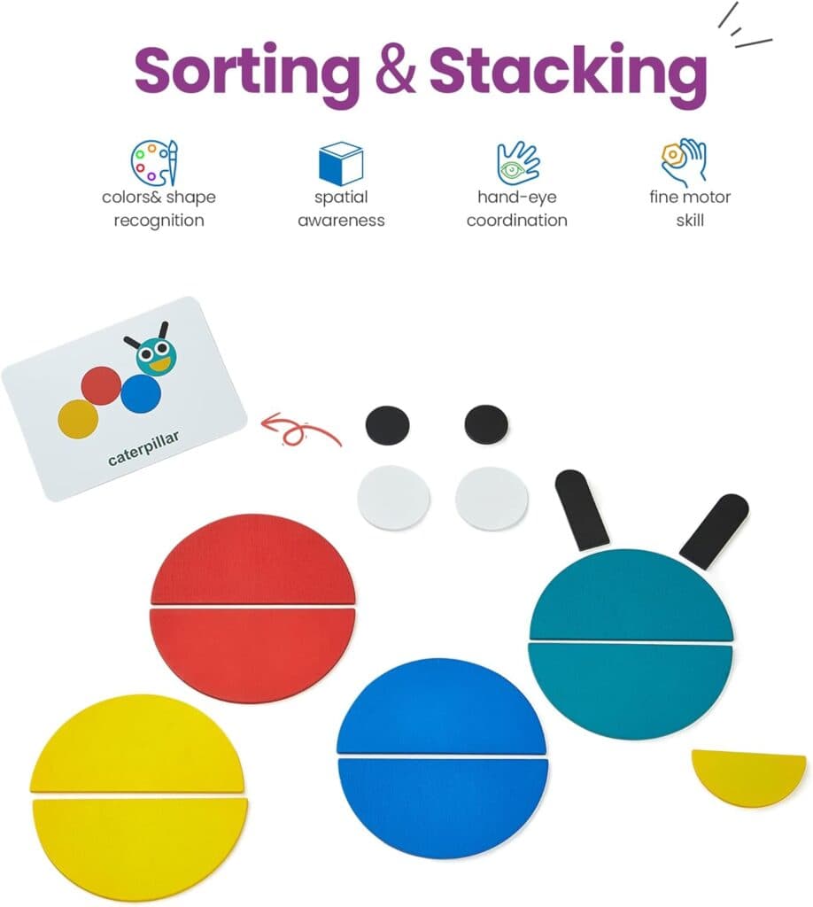 LiKee Wooden Pattern Blocks Jigsaw Puzzle Montessori Toys Sorting and Stacking Games for Toddlers Kids Boys Girls Age 3+ Years Old (36 Shape Pieces 60 Design Cards)