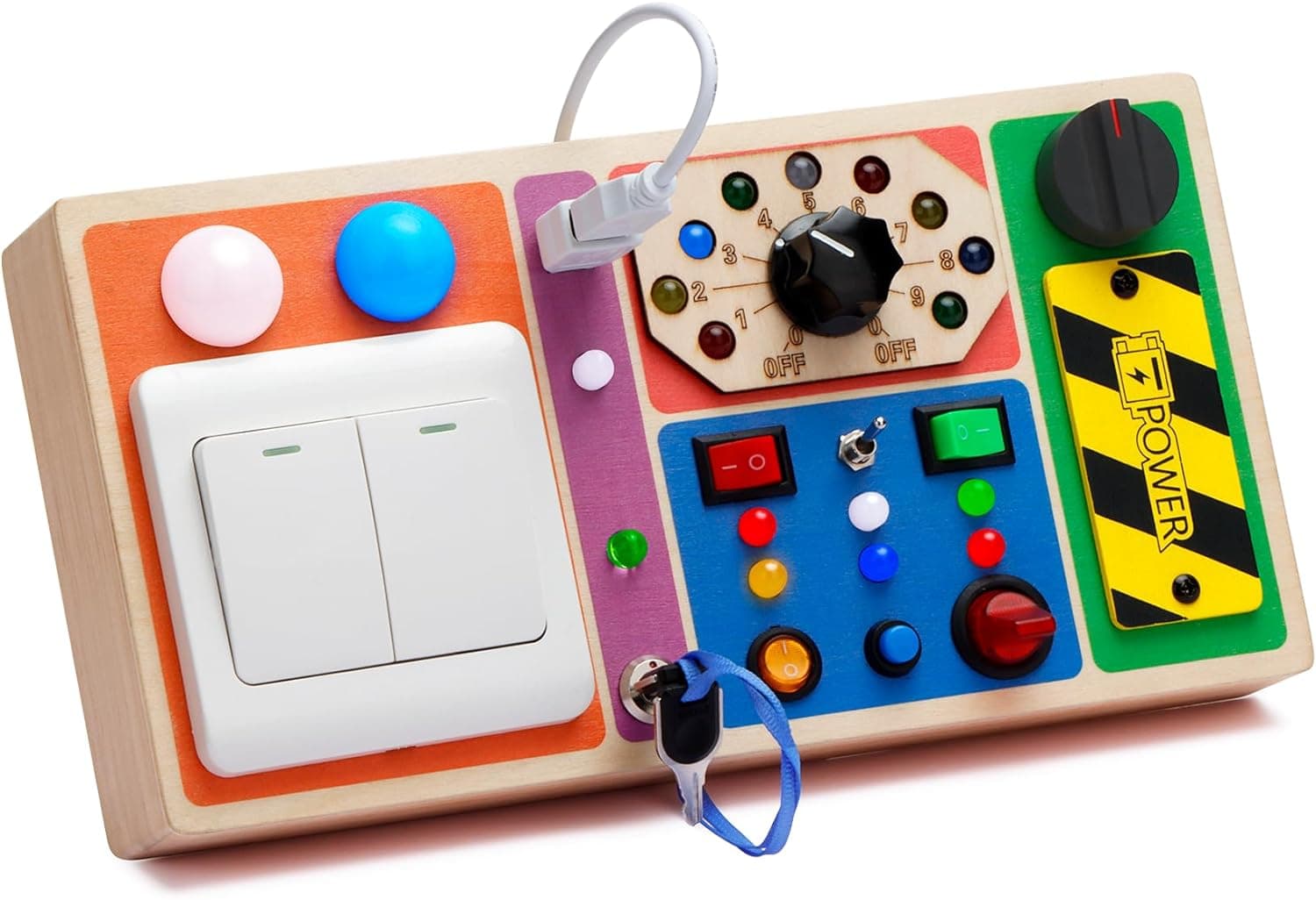 Wooden Busy Board with LED Lights Review - Fine Motor Skills article