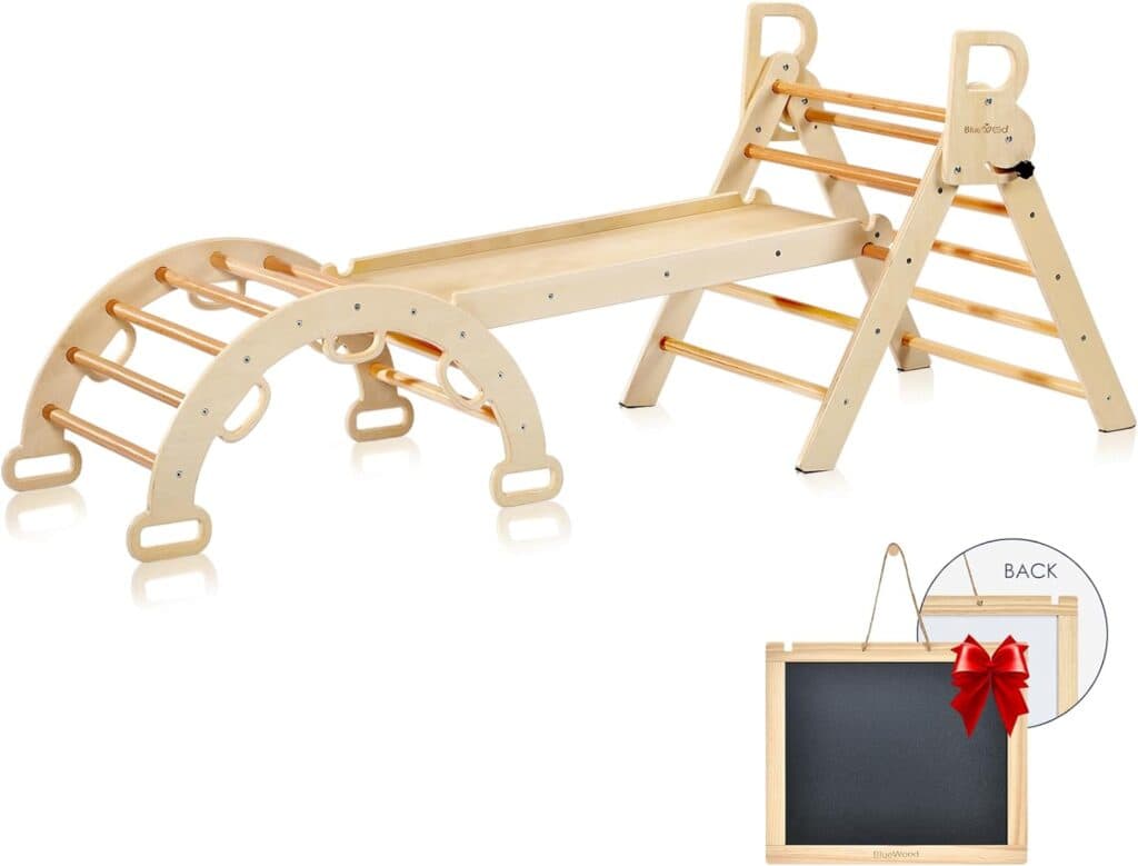 Pikler Triangle Set for Baby Climbing Toy Indoor Playground for Kid | Montessori Learning Toy with Arch, Ramp, and Climbing Triangle | Indoor Outdoor Playground Climbing Toys for Toddlers